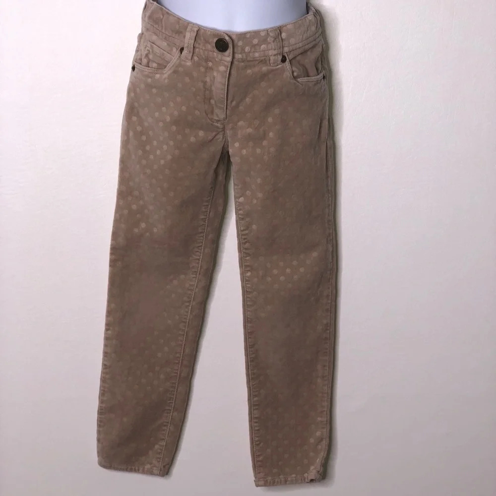 Crewcuts girls Beige brush velvet polka dot pants